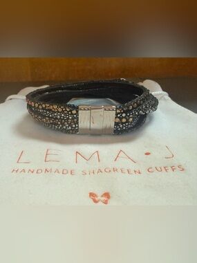 Lema J Design Handmade Shagreen Stingray Cuff Bracelet – Multi-Strand